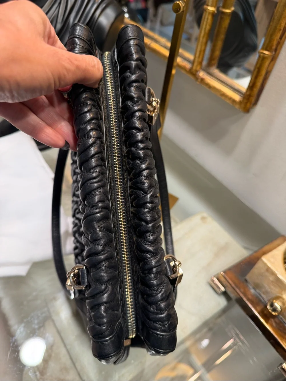 Coach Black Quilted-Textured Leather Shoulder Bag